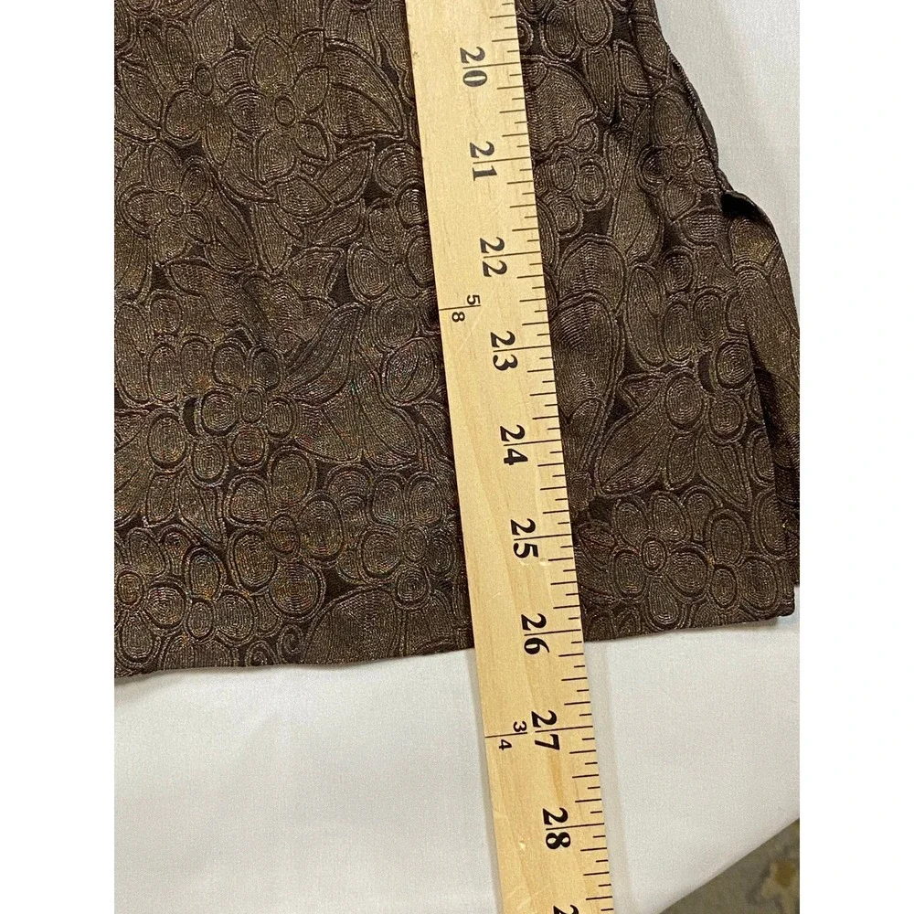 VTG Eskandar Brocade Silk Kimono Jacket Womens 1 Brown Metallic Floral - Picture 6 of 11